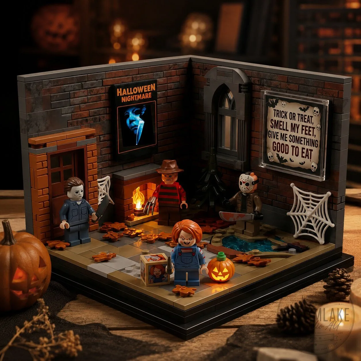 Horror Movie Icons Halloween Diorama Building Brick Set