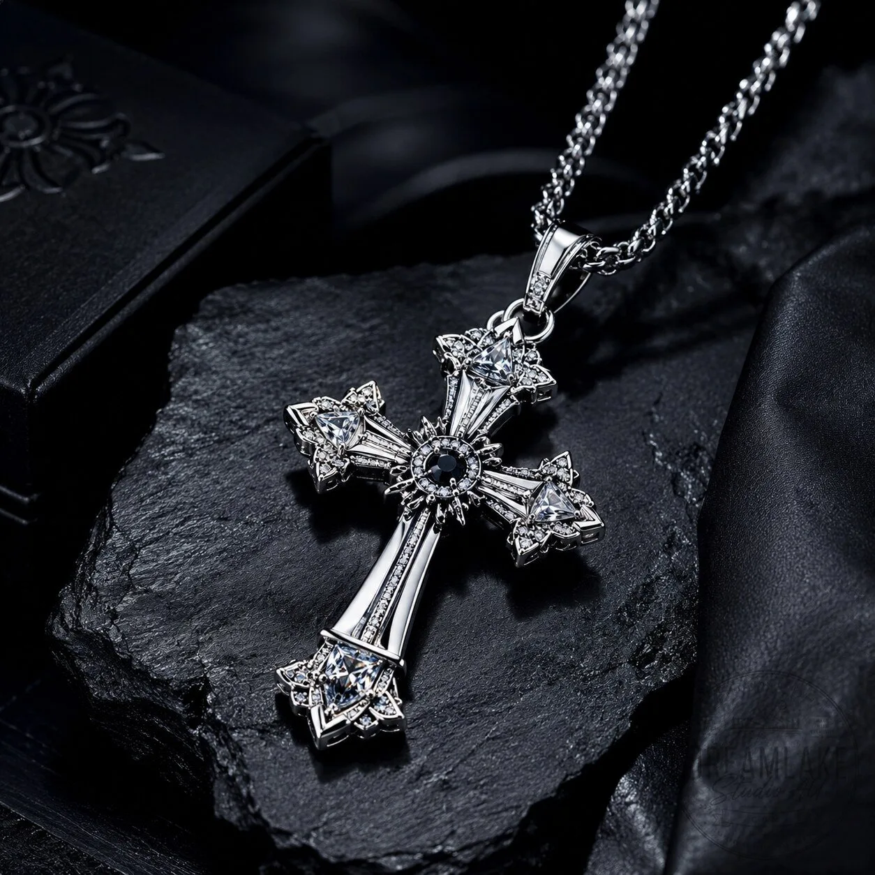 Gothic Crystal Cross Pendant Necklace Jewelry 2026