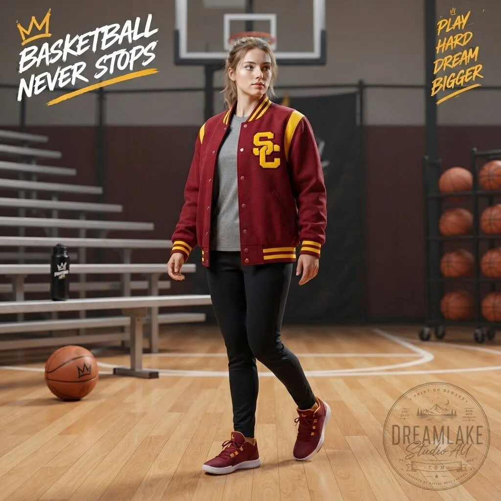 USC Womens Trojans Style Basketball Varsity Letterman Jacket 9 USC Womens Trojans Style Basketball Varsity Letterman Jacket