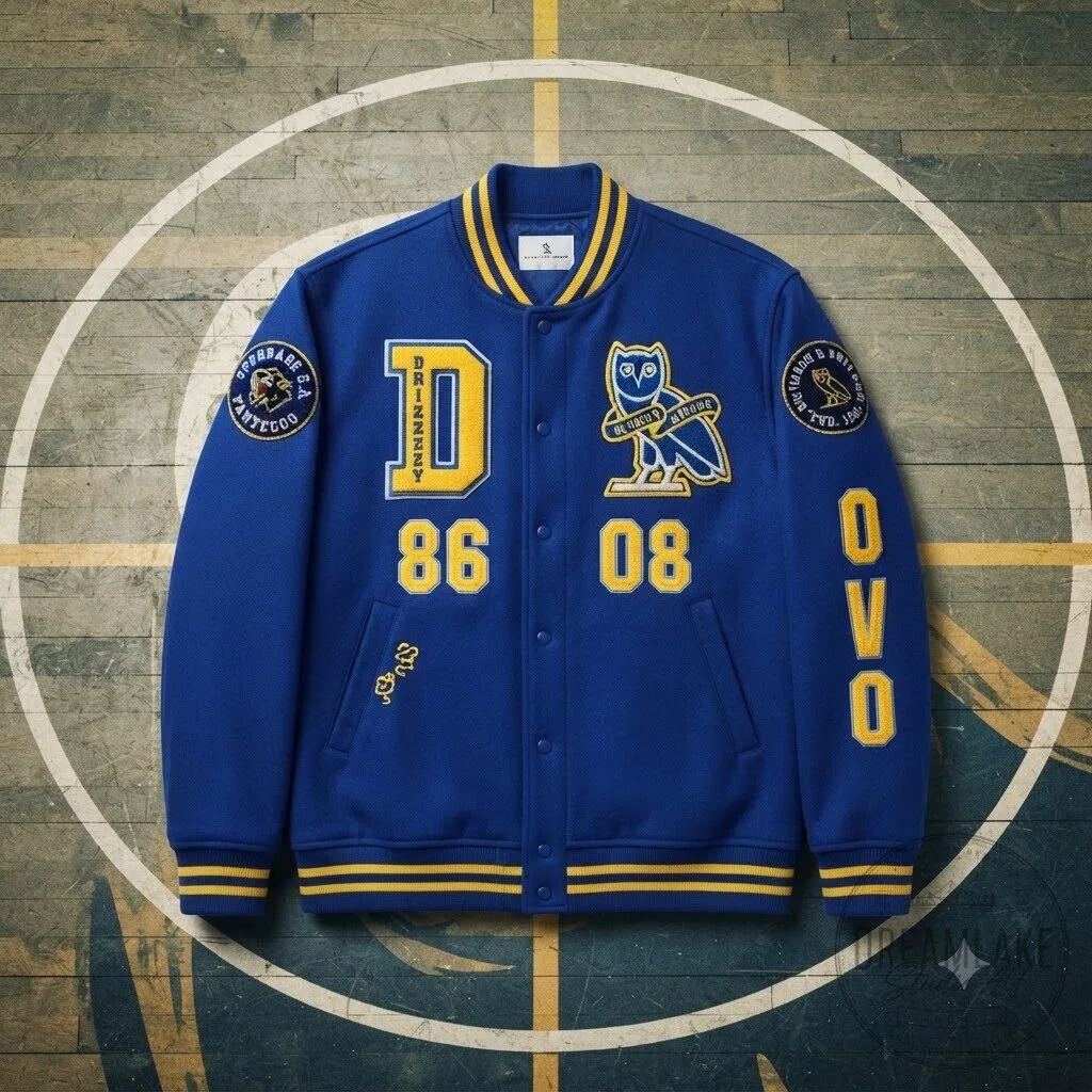 OVO x Degrassi Style Blue & Gold Varsity Letterman Jacket