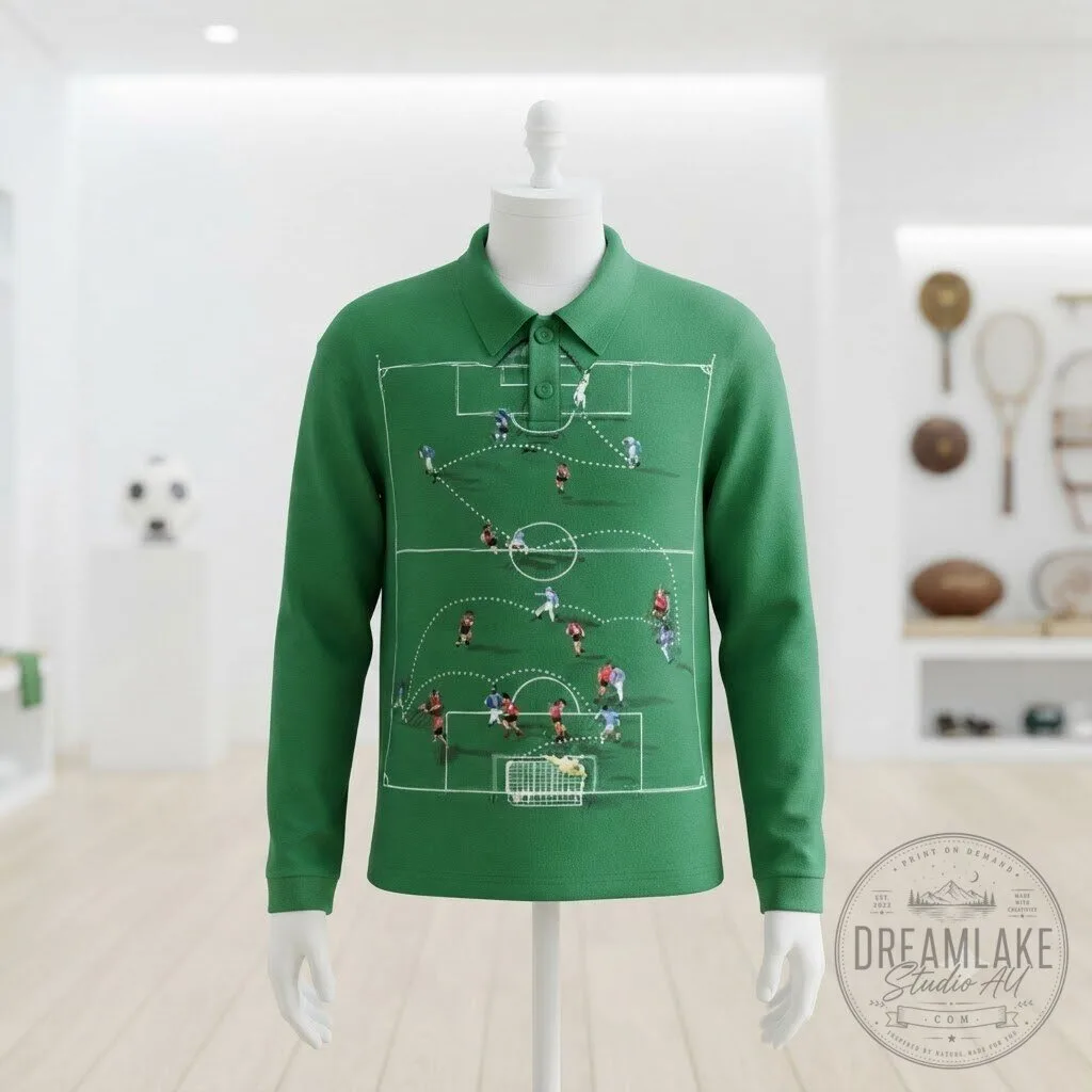 Knitted Football Tactic Rugby Long Sleeve Polo Shirt