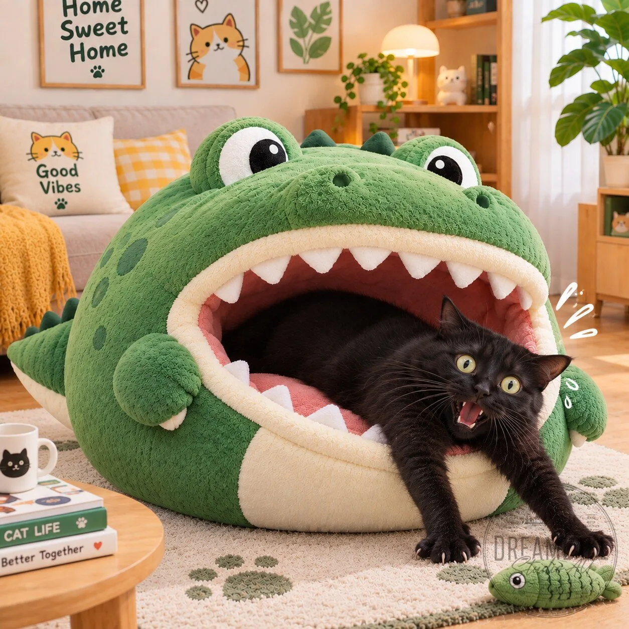 Cute Crocodile Cat Cave Plush Bed 9 Cute Crocodile Cat Cave Plush Bed