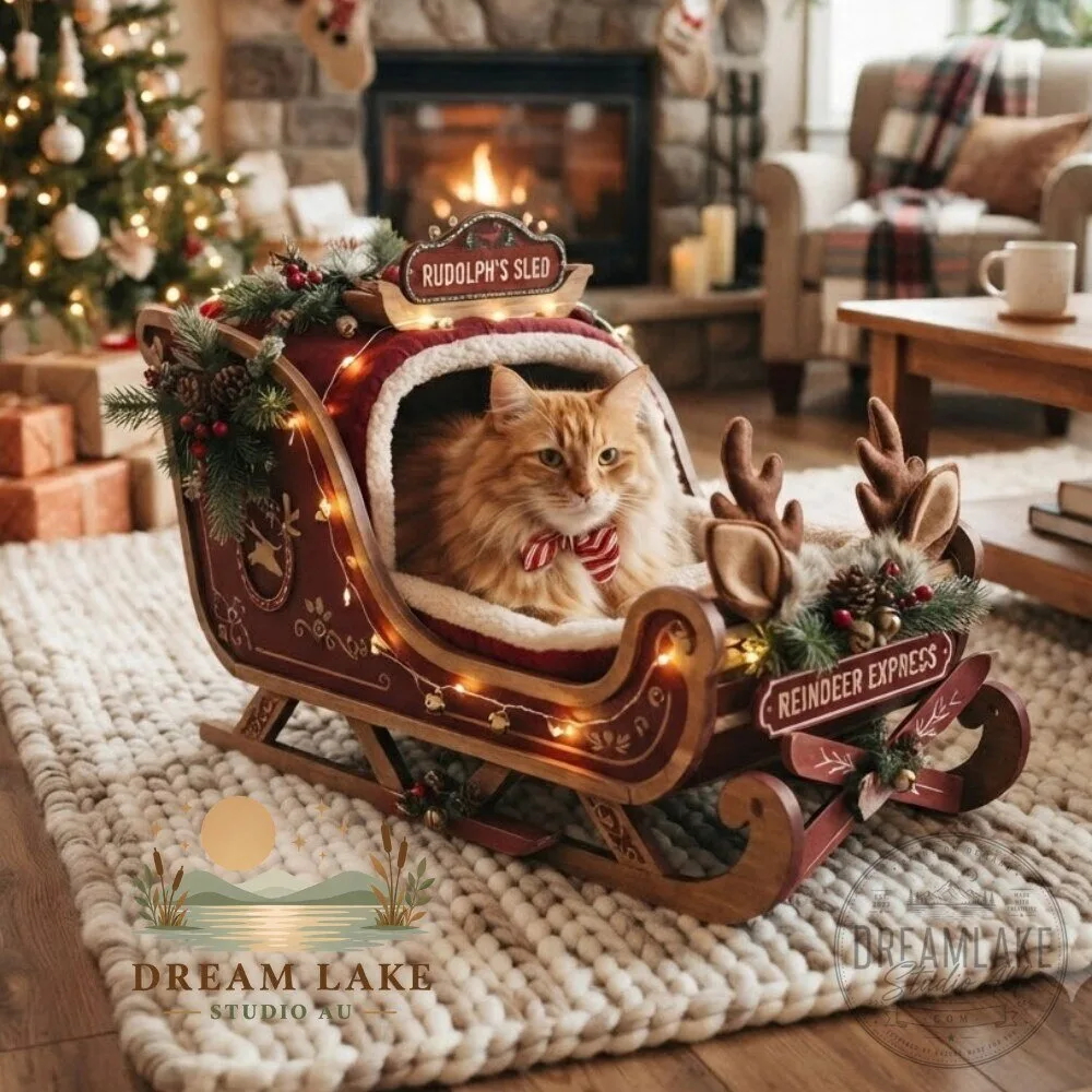 Cozy Festive Reindeer Sleigh Cat Bed 2026