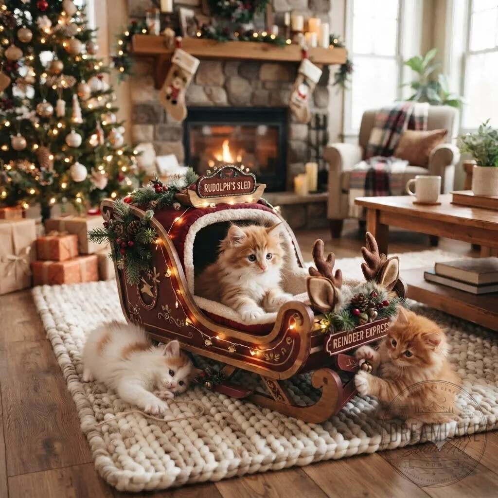 Cozy Festive Reindeer Sleigh Cat Bed 2026 9 Cozy Festive Reindeer Sleigh Cat Bed 2026