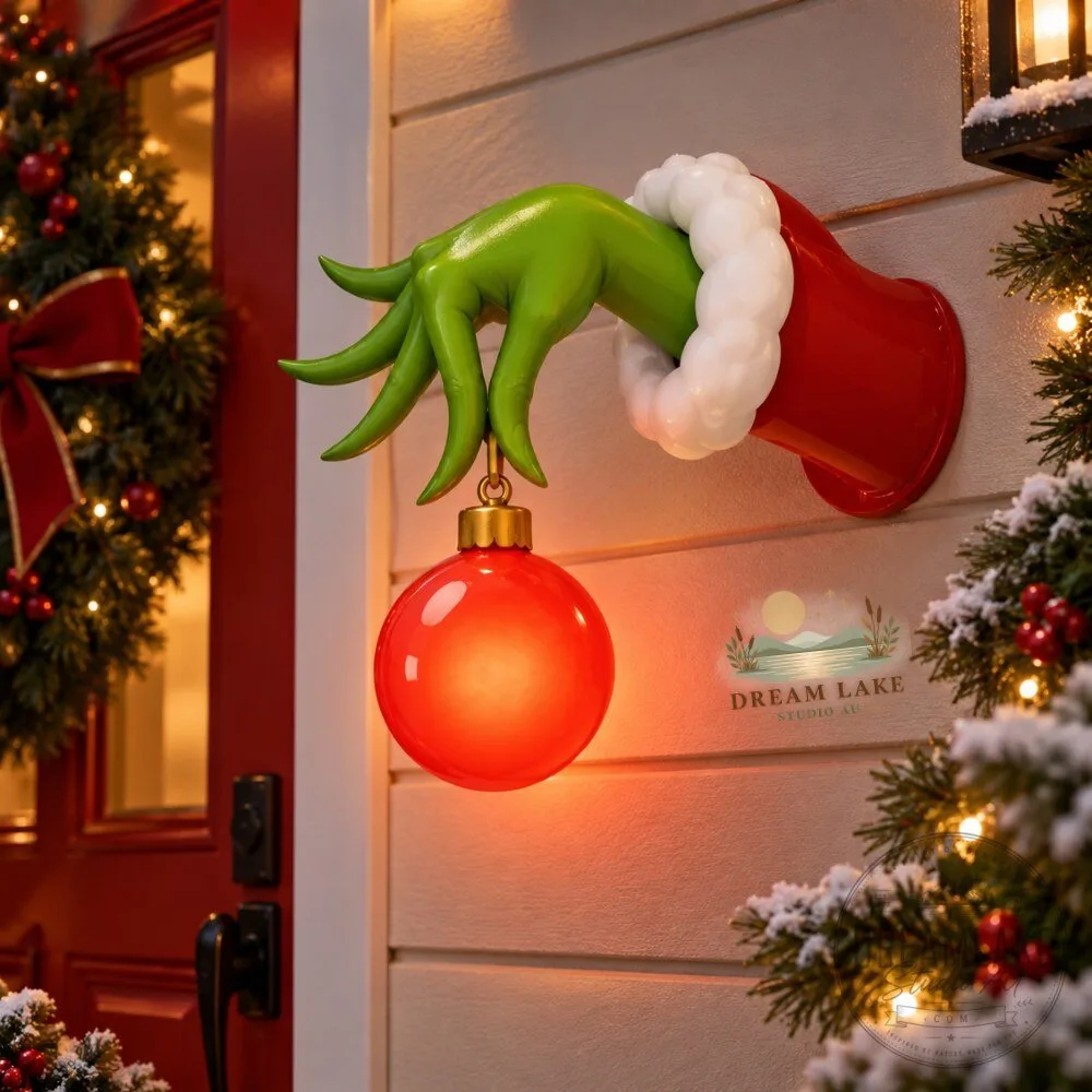Grinch Hand Holding Red Ornament Wall Mount 2026