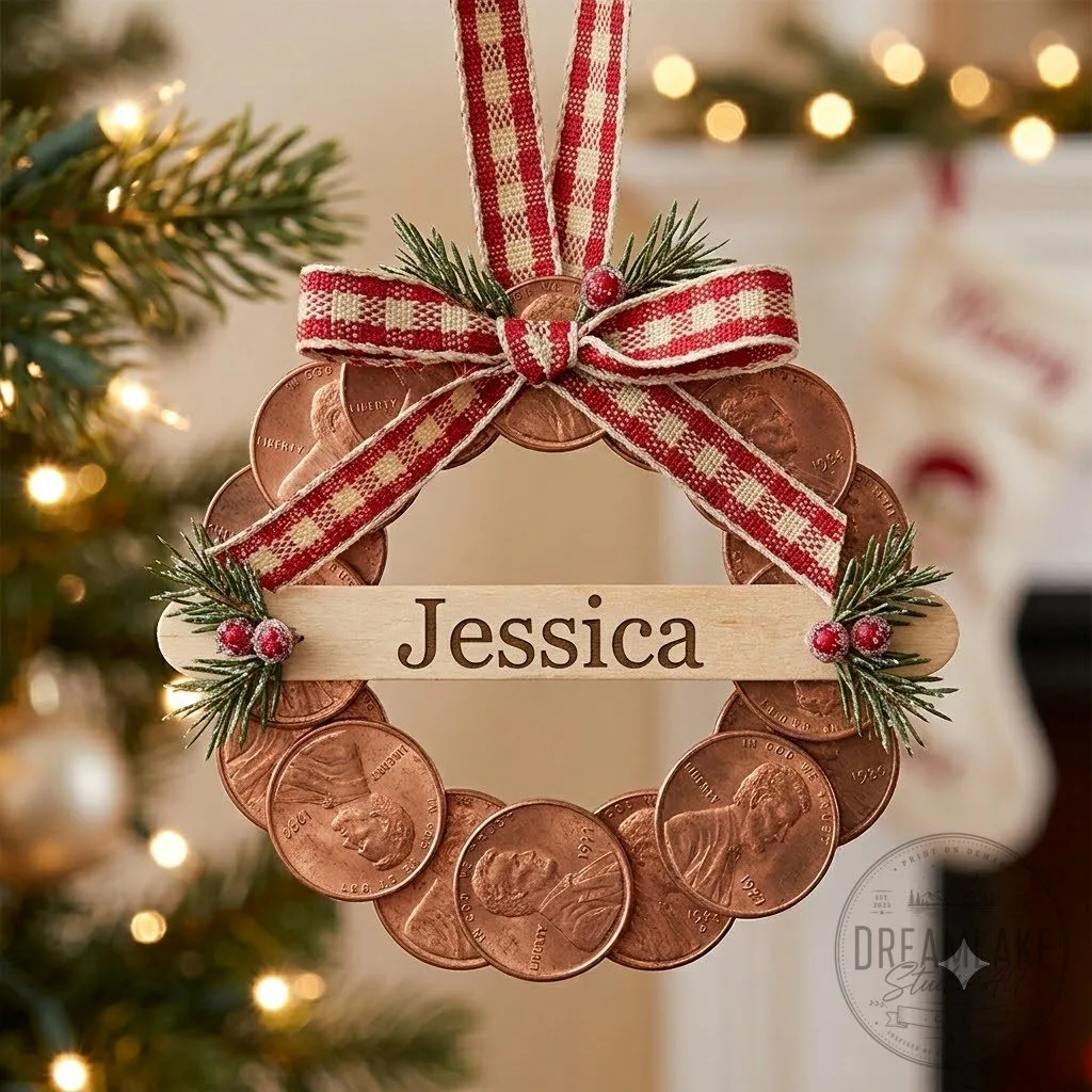Personalized Penny Wreath Christmas Ornament 2026 Custom 9 Personalized Penny Wreath Christmas Ornament 2026 Custom