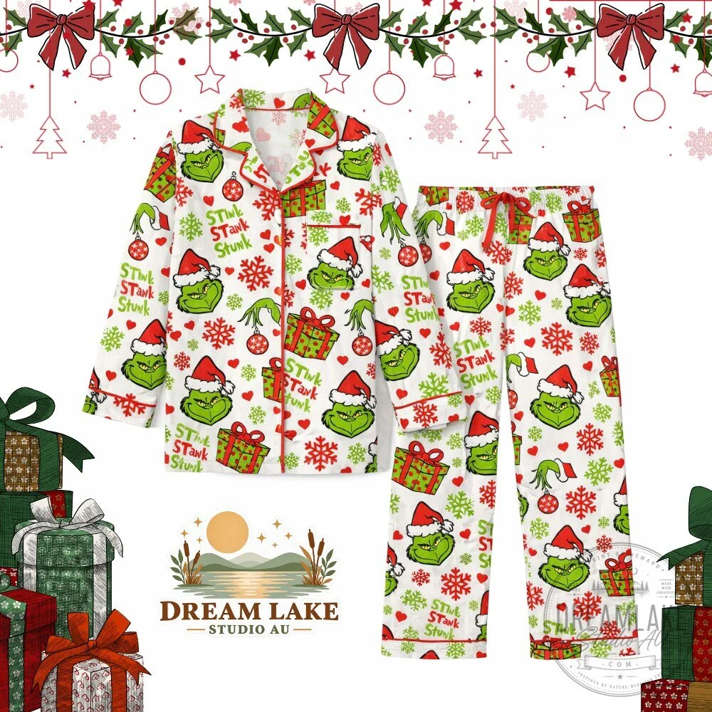 Grinch Stink Stank Stunk Christmas Pajama Set Sleepwear 2026
