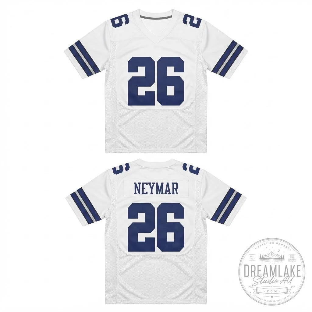 Neymar Jr number 26 Dallas Cowboys White Football Jersey 2026 11 Neymar Jr number 26 Dallas Cowboys White Football Jersey 2026