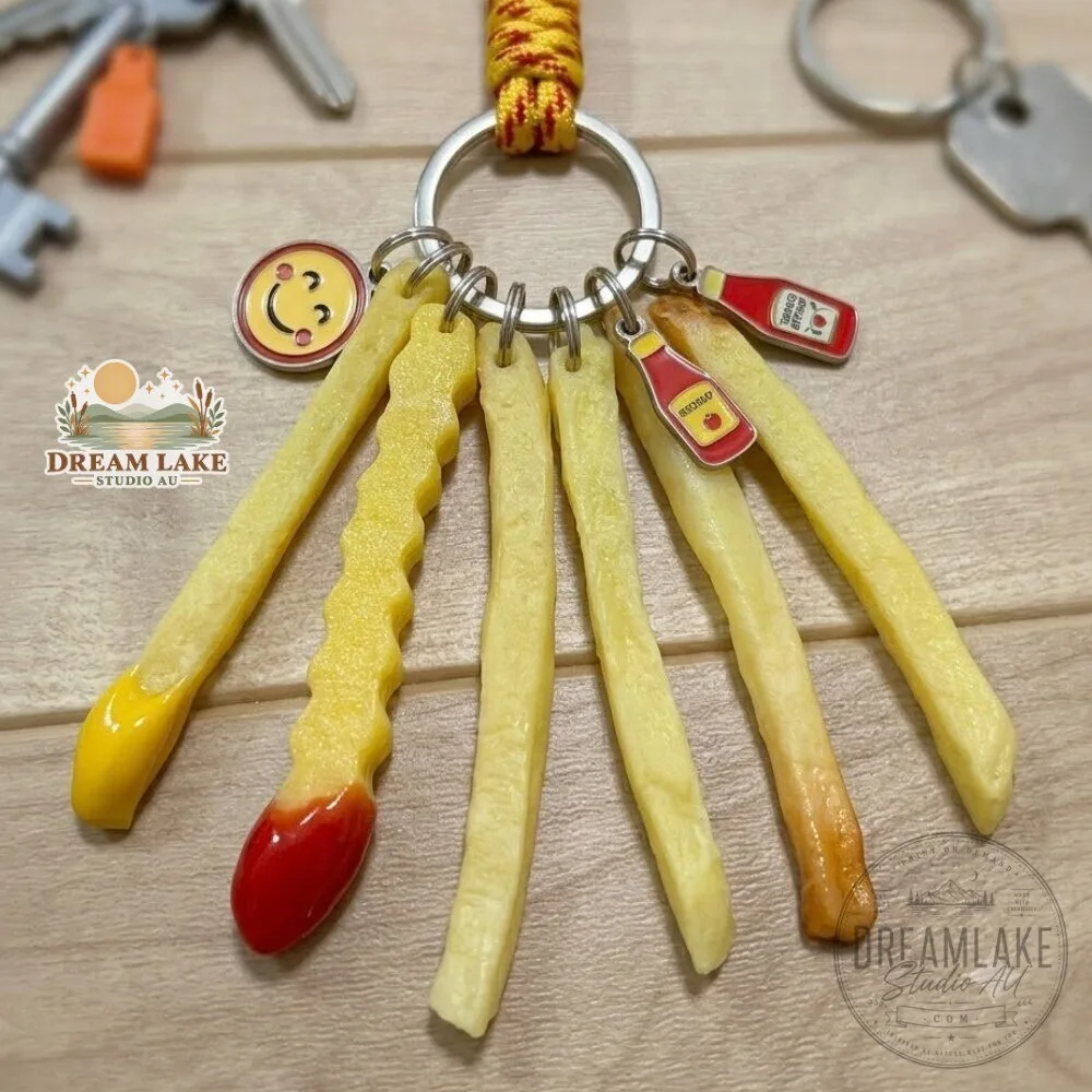 Funny French Fries Fast Food Keychain