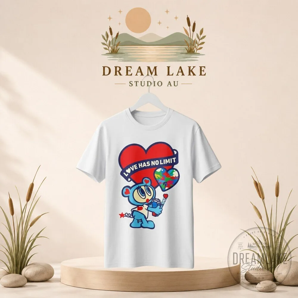 Love Has No Limit Cute Blue Bear White T-Shirt