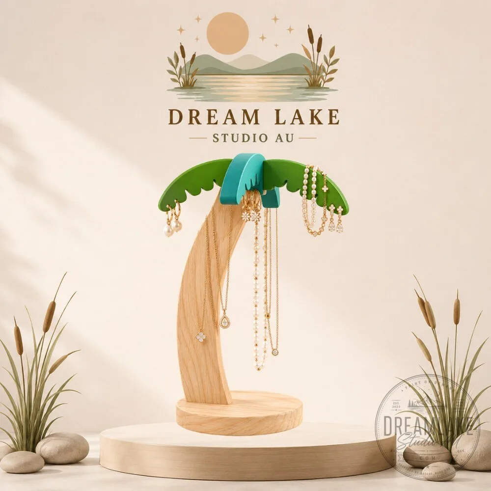 "Unique Collectibles: Wooden Stands, Advent Calendars, LEGO, Statues, Figures" 41 Wooden Palm Tree Stand Holder
