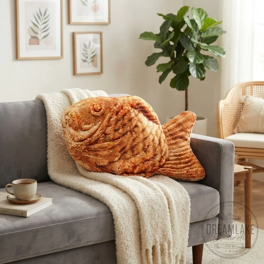 Taiyaki Fish Plush Pillow Japanese Street Food Decor & Gift 10 Taiyaki Fish Plush Pillow Japanese Street Food Decor & Gift
