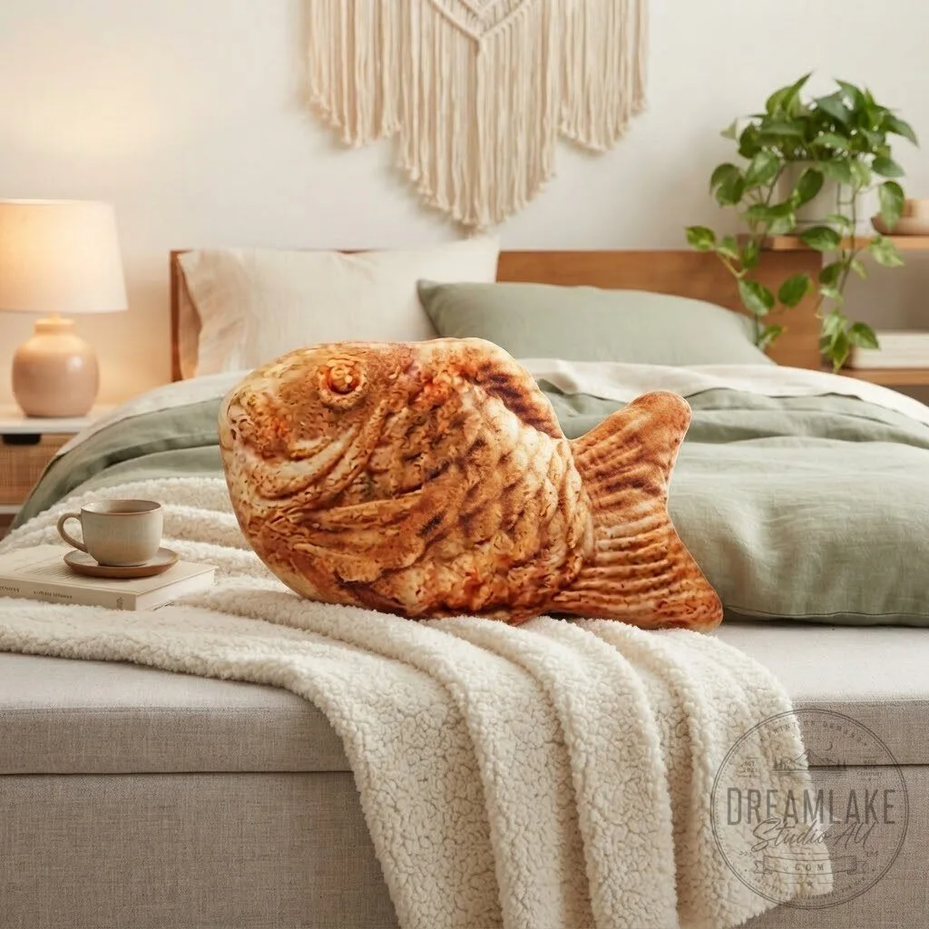 Taiyaki Fish Plush Pillow Japanese Street Food Decor & Gift 12 Taiyaki Fish Plush Pillow Japanese Street Food Decor & Gift