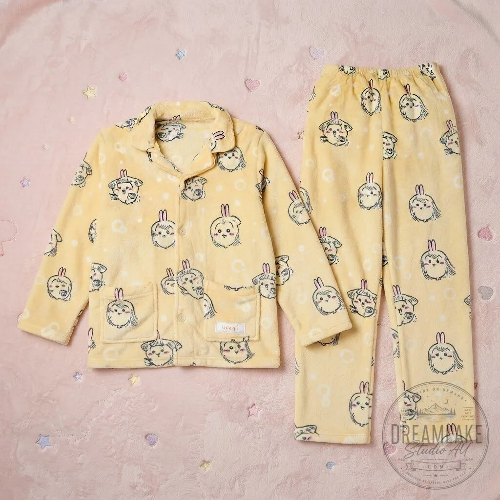 Kawaii Yellow Spao Chiikawa Sleep Pajamas 9 Kawaii Yellow Spao Chiikawa Sleep Pajamas