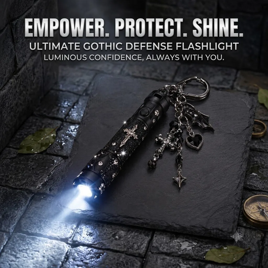 Gothic Rhinestone Self-Defense Keychain Flashlight
