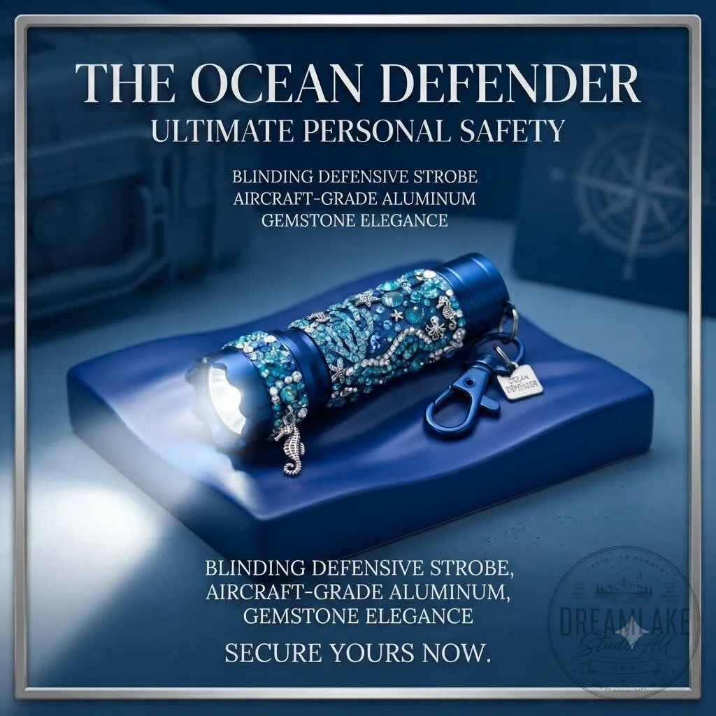 Ocean Defender Blue Gemstone Self-Defense Keychain Flashlight