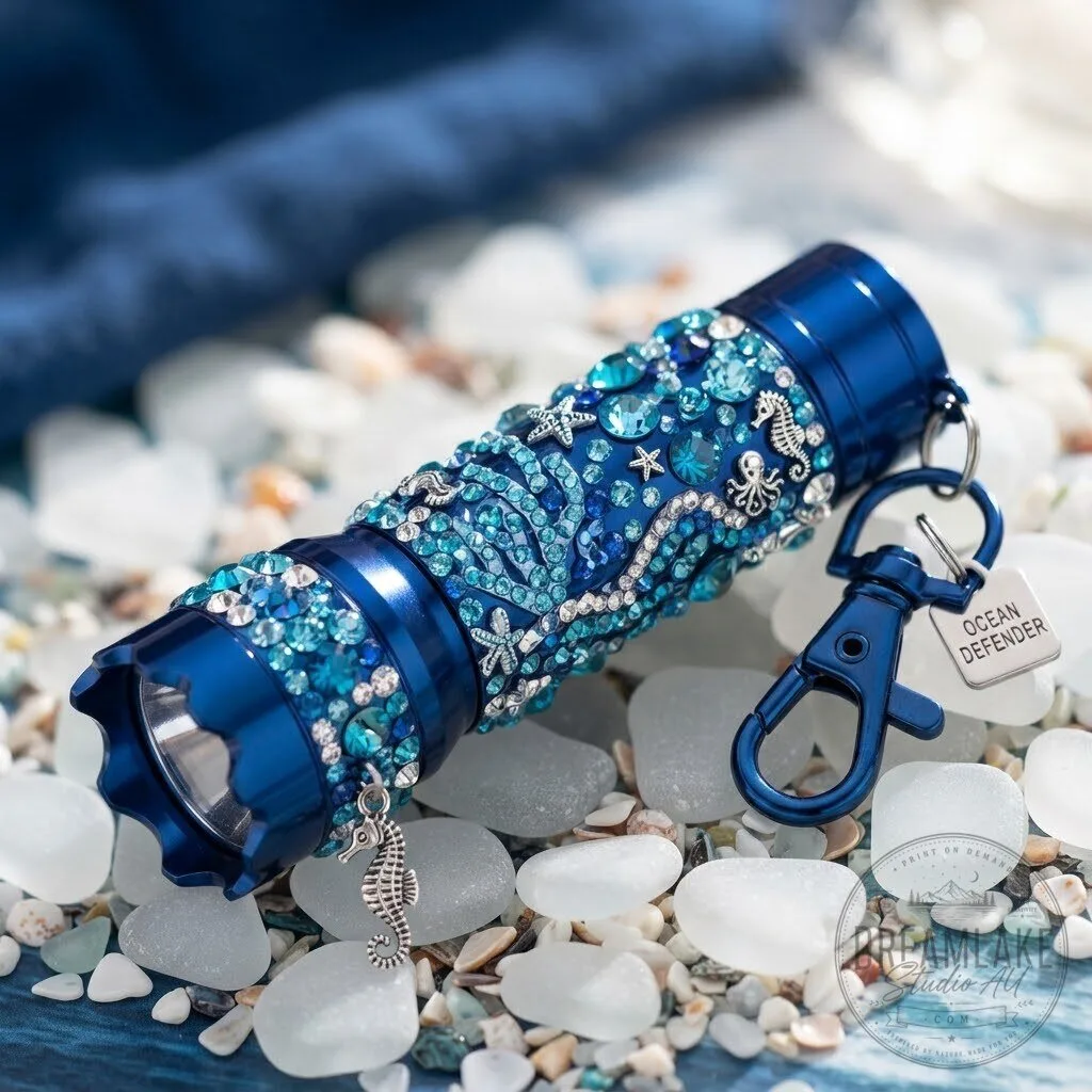 Ocean Defender Blue Gemstone Self-Defense Keychain Flashlight 10 Ocean Defender Blue Gemstone Self-Defense Keychain Flashlight